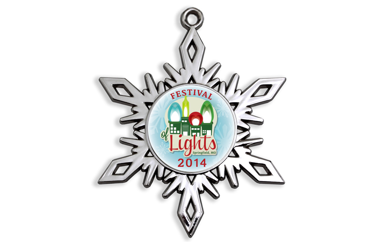 Die Cast Holiday Ornament - High Gloss Nickel Snowflake Shape With Intricate Pierced Details Die Cast Holiday Ornament - High Gloss Nickel Snowflake Shape With Intricate Pierced Details